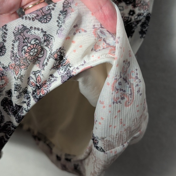 Maurices Cream Floral Paisley Tank with Lavender Lace Shoulders - Picture 5 of 6